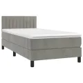 cadre de lit et matelas Gris clair 90x190 cm Velours