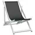 Chaises de plage pliantes 2 pcs noir aluminium et textilène