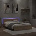 Cadre de lit avec tête de lit et LED chêne sonoma 160x200 cm