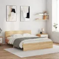 Cadre de lit avec tête de lit et LED chêne sonoma 160x200 cm