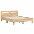 Cadre de lit avec tête de lit et LED chêne sonoma 135x190 cm