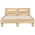 Cadre de lit avec tête de lit et LED chêne sonoma 135x190 cm
