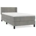 cadre de lit et matelas Gris clair 90x200 cm Velours