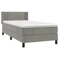 cadre de lit et matelas Gris clair 90x200 cm Velours