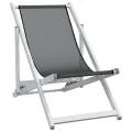 Chaises de plage pliantes 2 pcs gris aluminium et textilène