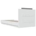 Cadre de lit avec tête de lit et lumières LED blanc 90x200 cm