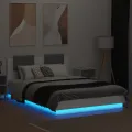 Cadre de lit avec tête de lit et lumières LED blanc 140x200 cm