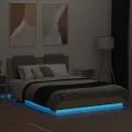 Cadre de lit tête de lit et lumières LED chêne sonoma 120x200cm