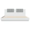 Cadre de lit avec tête de lit et lumières LED blanc 160x200 cm