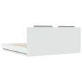 Cadre de lit avec tête de lit et lumières LED blanc 160x200 cm