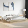 Cadre de lit avec lumières LED chêne sonoma 180x200 cm