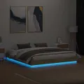 Cadre de lit avec lumières LED chêne sonoma 180x200 cm