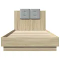 Cadre de lit tête de lit et lumières LED chêne sonoma 90x200 cm