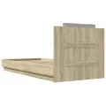 Cadre de lit tête de lit et lumières LED chêne sonoma 90x200 cm