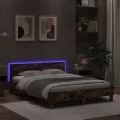 Cadre de lit avec tête de lit et LED chêne marron 140x190 cm
