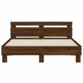 Cadre de lit avec tête de lit et LED chêne marron 140x190 cm