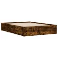 Cadre de lit à tiroirs chêne fumé 135x190 cm bois d'ingénierie