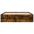 Cadre de lit à tiroirs chêne fumé 135x190 cm bois d'ingénierie