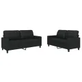 Ensemble de canapés 2 pcs avec coussins Noir Similicuir