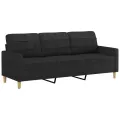 Ensemble de canapés 2 pcs avec coussins noir tissu