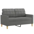Ensemble de canapés 2 pcs coussins gris foncé tissu