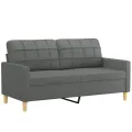 Ensemble de canapés 2 pcs coussins gris foncé tissu