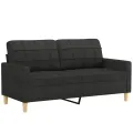 Ensemble de canapés 3 pcs avec coussins noir tissu