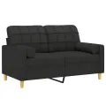 Canapé 2 places avec oreillers décoratifs noir 120 cm tissu
