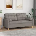 Canapé 2 places avec oreillers décoratifs taupe 140 cm tissu