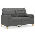 Canapé 2 places avec oreillers gris foncé 120 cm tissu