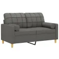 Canapé 2 places avec oreillers gris foncé 120 cm tissu