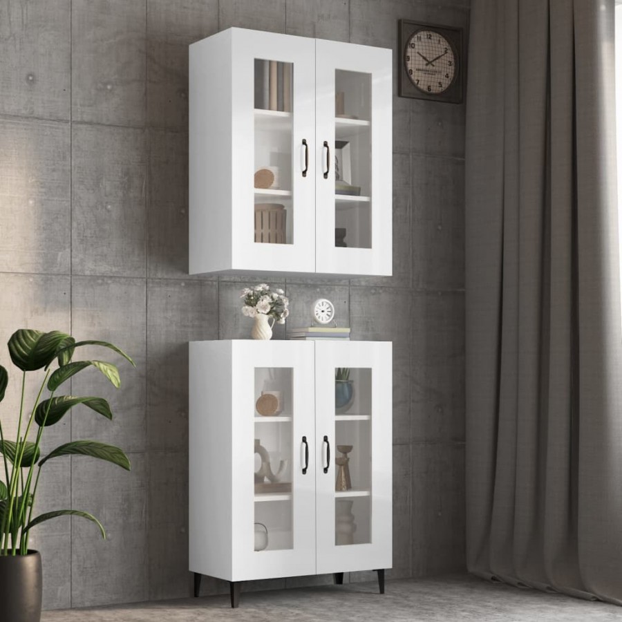 Armoire murale suspendue Blanc brillant 69,5x34x90 cm