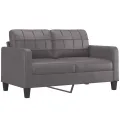Ensemble de canapés 2 pcs avec coussins Gris Similicuir