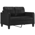 Canapé 2 places avec oreillers décoratifs noir 120cm similicuir