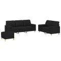 Ensemble de canapés 3 pcs avec coussins noir tissu