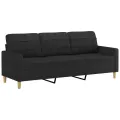 Ensemble de canapés 3 pcs avec coussins noir tissu