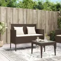 Banc de jardin avec coussins marron résine tressée