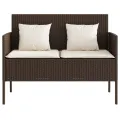Banc de jardin avec coussins marron résine tressée