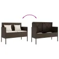 Banc de jardin avec coussins marron résine tressée