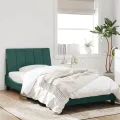 Cadre de lit avec tête de lit Vert foncé 100x200 cm Velours