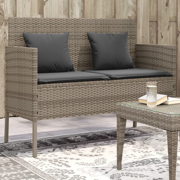 Banc de jardin avec coussins gris résine tressée