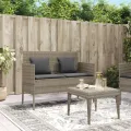 Banc de jardin avec coussins gris résine tressée