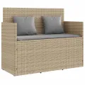 Banc de jardin avec coussins beige résine tressée