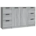 Buffets 3 pcs Sonoma gris Bois d'ingénierie