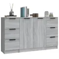 Buffets 3 pcs Sonoma gris Bois d'ingénierie