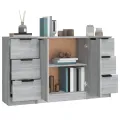 Buffets 3 pcs Sonoma gris Bois d'ingénierie