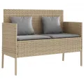 Banc de jardin avec coussins beige résine tressée