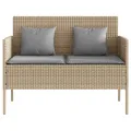 Banc de jardin avec coussins beige résine tressée