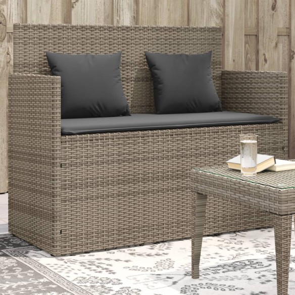 Banc de jardin avec coussins gris résine tressée