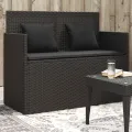 Banc de jardin avec coussins noir résine tressée